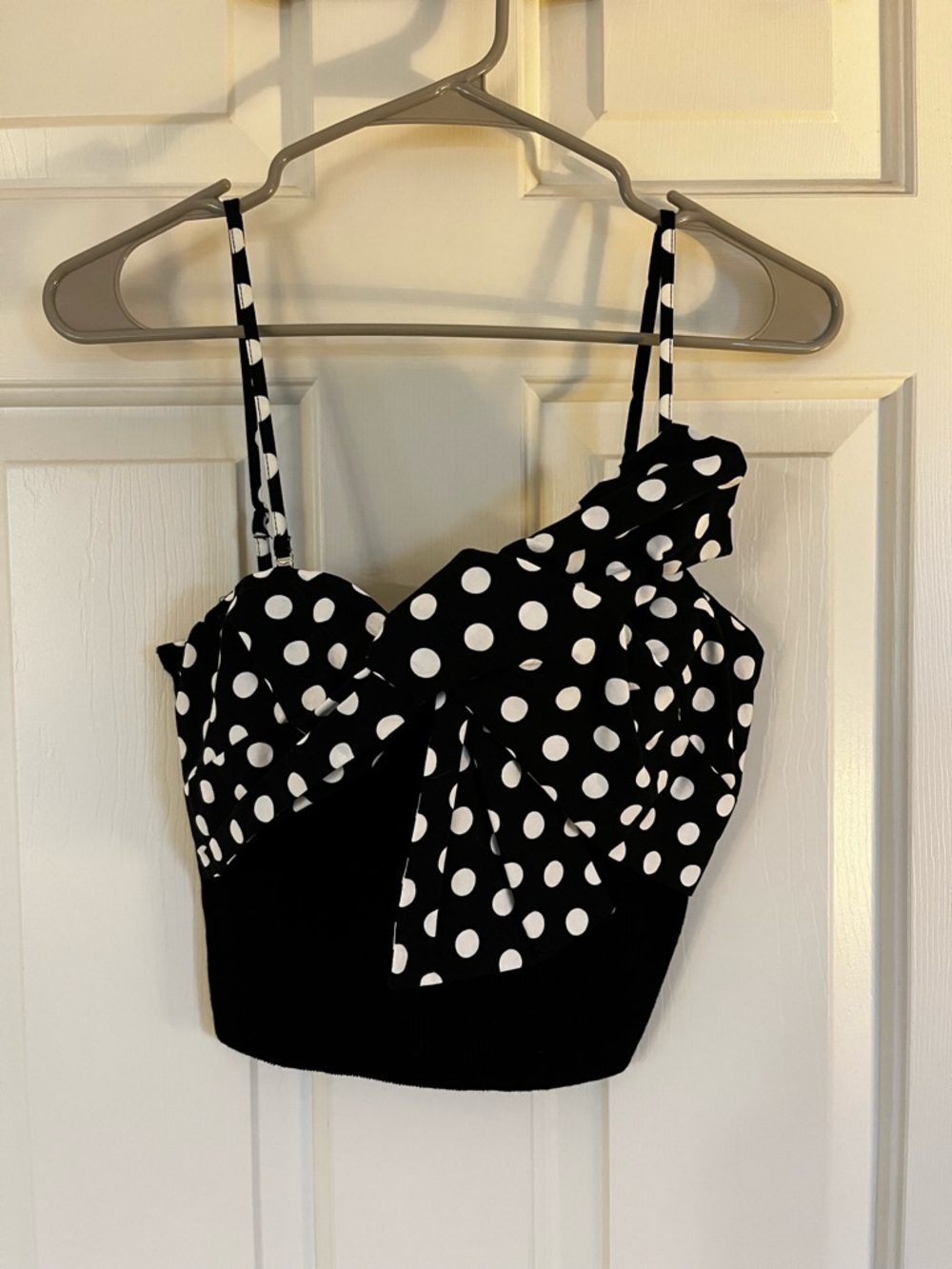 Black & White Polka Dot Crop Top - with or without straps - Anthropologie